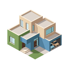 Fototapeta premium Modern suburban home with garage.