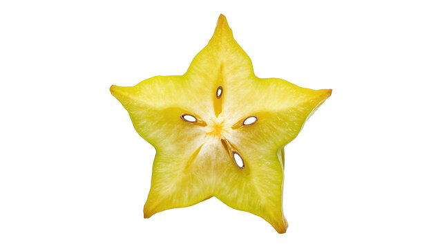 Vibrant fresh yellow star fruit cross-section slice perfect for healthy tropical snacks
