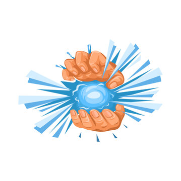 Hands Holding Energy Power Ball Explosion Illustration Vector