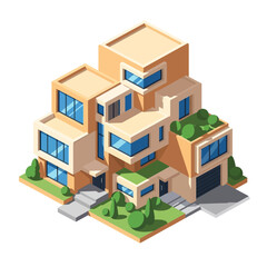 Fototapeta premium Modern multi-story residential building design.
