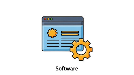 Fototapeta premium A technical illustration of a software interface with gears and settings.