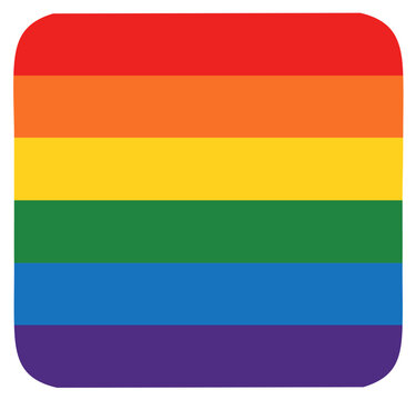 Rainbow flag icon with rounded corners, colorful stripes.