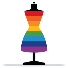 Obraz premium Fashion Mannequin Dress Form with Vibrant Rainbow Stripes Illustrating Pride and Diversity