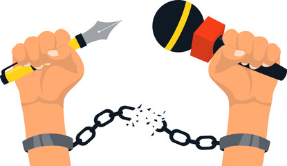 World press freedom illustration. Journalism, news, media, speak up vector isolated © Maya