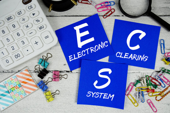 ECS Electronic Clearing System text phrase of business and financial concept