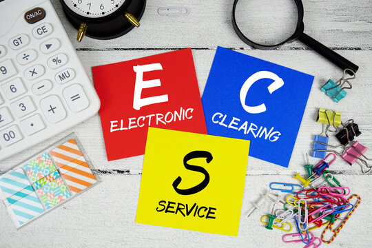 ECS Electronic Clearing Service text phrase of business and financial concept