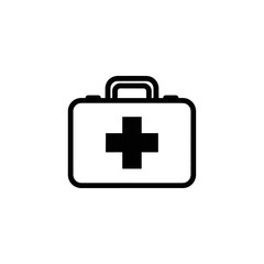 Obraz premium Minimalist Black and White Medical First Aid Kit Icon for Healthcare