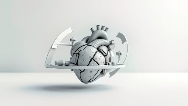 Sculpture of the heart with mechanical structure
