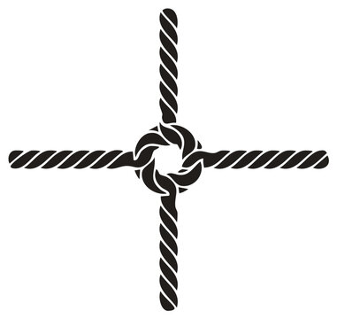 Geometric Rope Knot Cross Design Featuring Four Strands