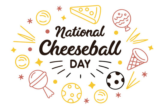 Cheese Ball Appetizer Vector Illustration, Fun Food National Cheeseball Day Concept