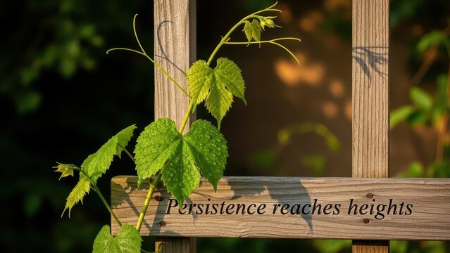 Green Vine Climbs Wooden Support Outdoors