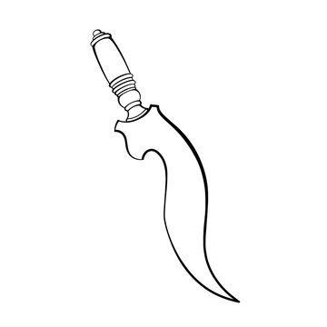 Traditional West Java Kujang Dagger Illustration Isolated on White Background for Cultural Heritage Identity Weaponry and Ethnic Graphic Design 