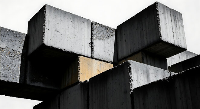 brutalist concrete block composition