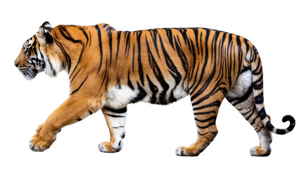 Obraz premium Beautiful wild tiger walking majestically, showcasing its iconic striped coat and strength