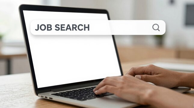 Searching for jobs online using a laptop at home during the day