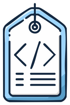 Hand Drawn Coding Tag Icon for Metadata Web Development and Programming