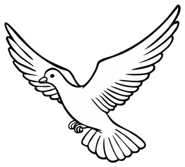 Fototapeta premium Elegant contour drawing of a dove mid-flight as a symbol of peace, innocence, or spirituality.