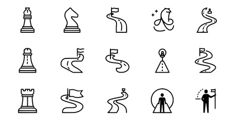 Chess pieces and path icons with flags and people © Mdjillur
