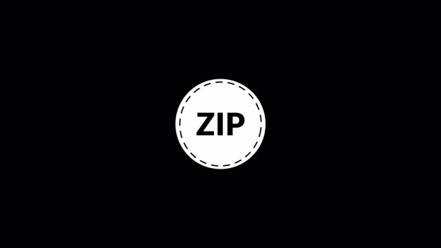 ZIP file sticker logo icon animation zip circle zip icon  ZIP file document icon symbol graphic format image animation digital data computer in transparent background in4k animation with alpha channel