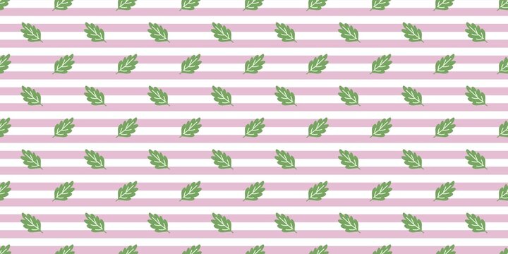Oak leaf pattern on pink striped background.