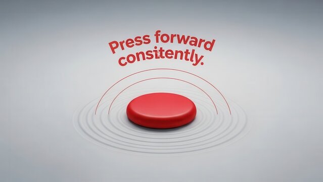 Red Button With Press Forward Consistently Text