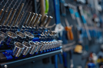 Detailed view of workshop socket wrenches and hanging © Nomad_Soul