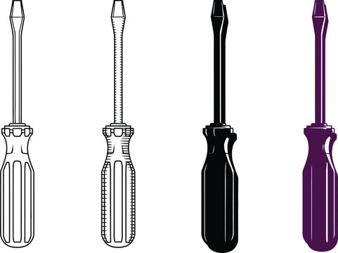Four screwdrivers with different handles