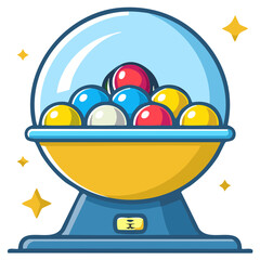 Fototapeta premium Bright vintage gumball machine filled with colorful candies and sparkling accents