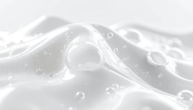 Close-up of a translucent, wavy liquid surface with numerous bubbles.