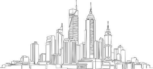 Obraz premium Black and white city skyline with skyscrapers