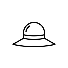 Fototapeta premium Simple Black and White Line Drawing of a Wide-Brimmed Hat for Fashion and Accessories