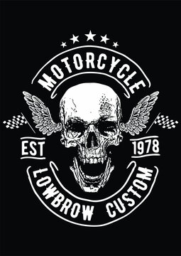 Motorcycle skull lowbrow custom est 1978 graphic with t shirt