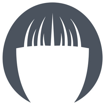 Dark Hair Avatar with Blunt Bangs Framing the Face in a Round Shape for Modern Style