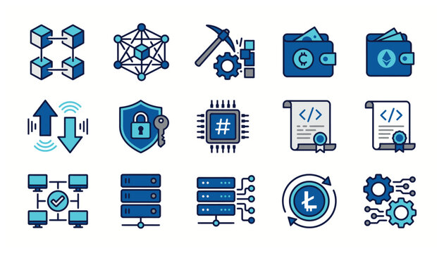 Collection of web development and coding icons.