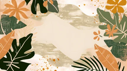 Fototapete Badezimmer Abstract tropical botanical leaves pastel earth tones background  © HISTOCK
