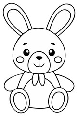 Obraz premium Cute Cartoon Rabbit Illustration for Coloring Book, Outline Drawing of Bunny