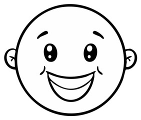 Fototapeta premium Happy smiling cartoon baby face illustration with wide eyes and a joyful expression