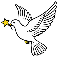 Obraz premium Dove Carrying Star Symbol: Peace and Hope, Flying Bird Icon, Vector Illustration