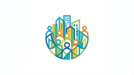 Obraz premium Social Engagement Concept, Support network connecting people in urban center