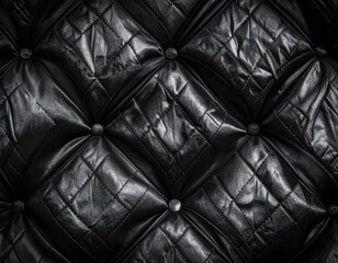 Fototapeta premium Close-up of a black tufted upholstery pattern.