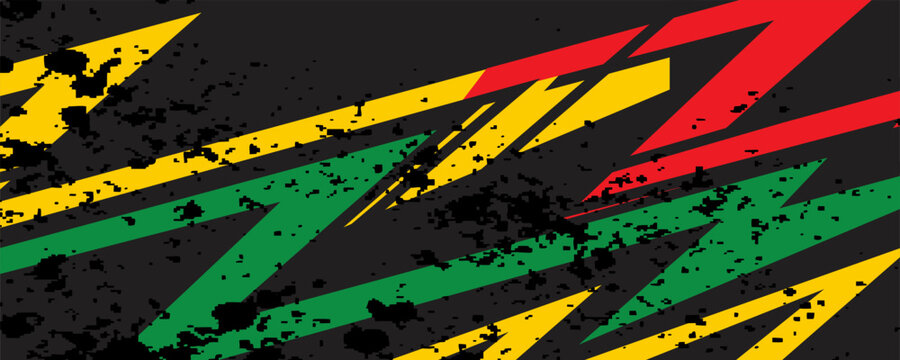 PrintSimple background with gradient zigzag line pattern and with Jamaican color theme