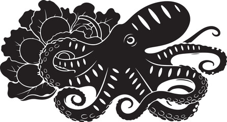 Cute octopus icons set in different styles, funny underwater sea animal vector illustration. © Israt