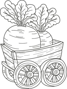 Coloring page outline of cartoon vegetables. Colorful vector illustration, food coloring book for kids.