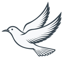 Obraz premium Stylized Dove in Flight for Peace and Symbolism With Outspread Wings and Elegant Tail Feathers