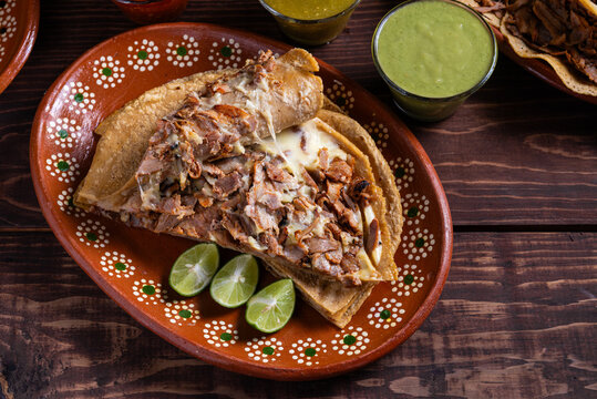 Authentic Delicious Gringa Al Pastor. Traditional Mexican Cuisine Presentation