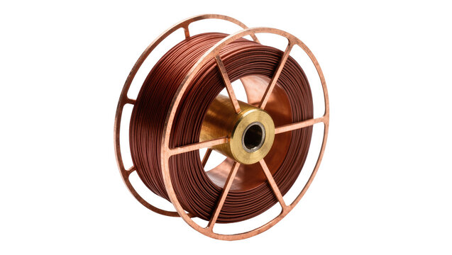 Industrial copper welding wire spool with brass core, essential manufacturing component