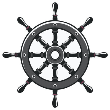 Classic Ship Steering Wheel Control Mechanism Nautical Symbol