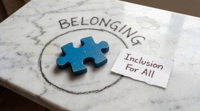 Belonging Concept on Clean Marble Surface With Puzzle Piece