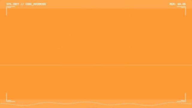 Animated colorful countdown timer from 10 to 1 with technical HUD on a bright orange background
