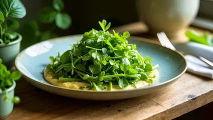 Sierkussen Restaurant Close up of delicious food with vanilla on a plate  © er